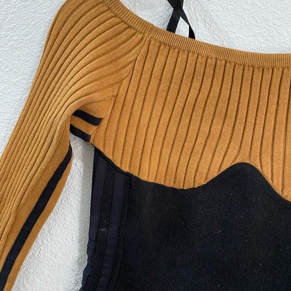 Ivy Park x Adidas Corset Playsuit Black Mesa Drip 2 Ribbed Knit Striped SZ S - Picture 5 of 11